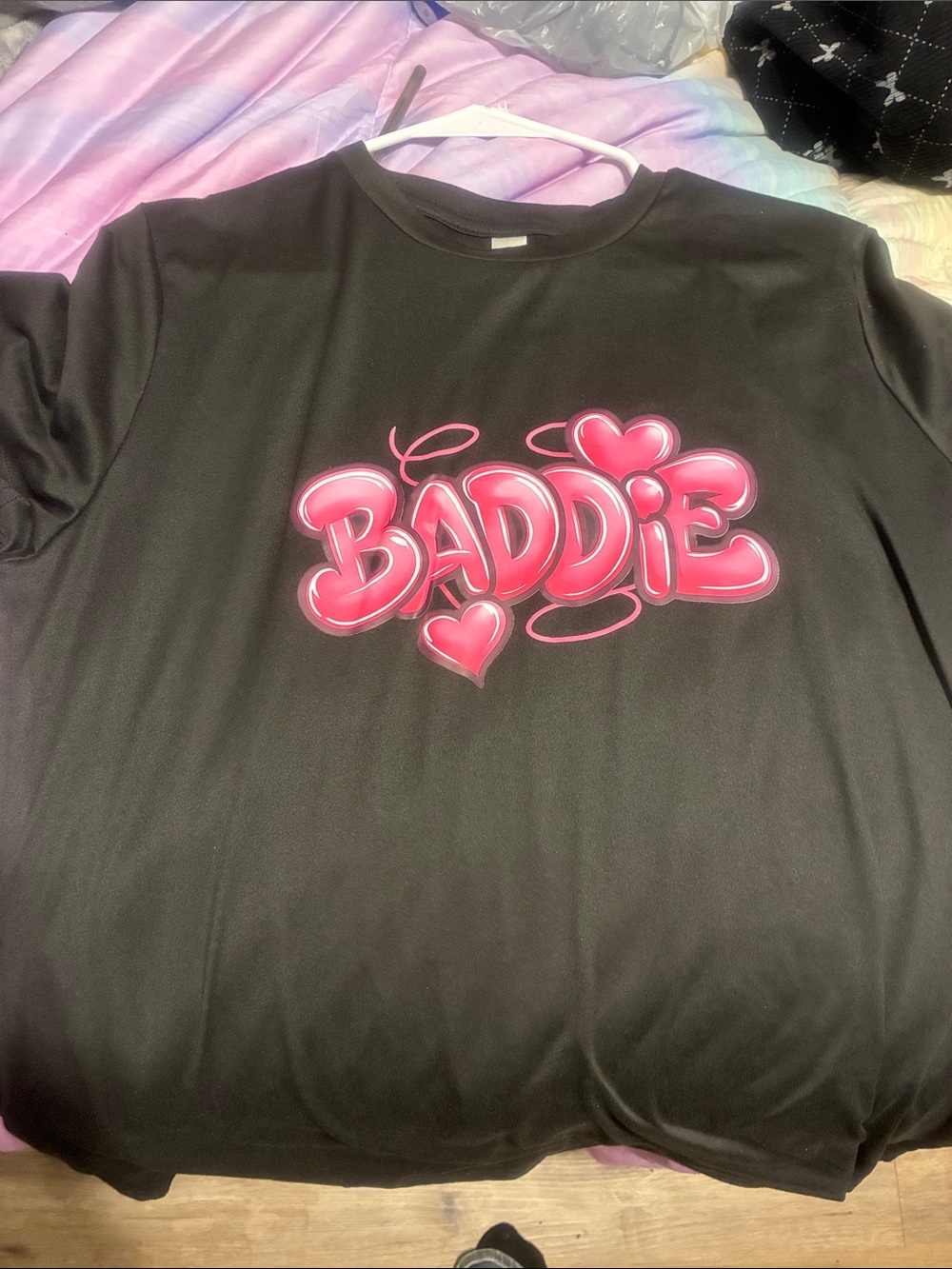 Women’s Black Tee with Pink "Baddie" Graphic